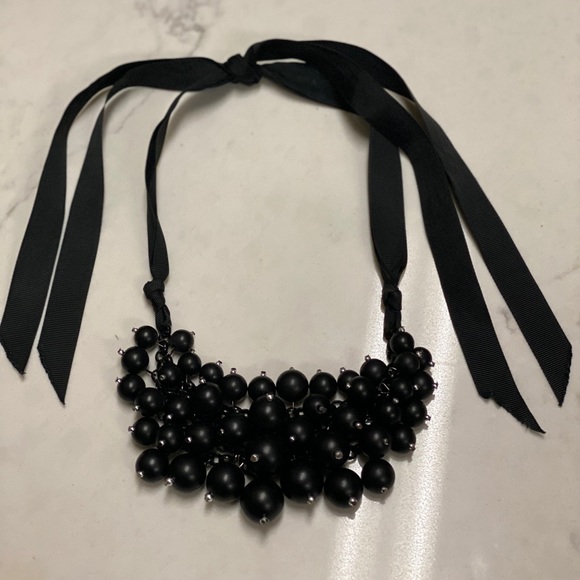 Black Beaded Statement Necklace - Picture 2 of 2